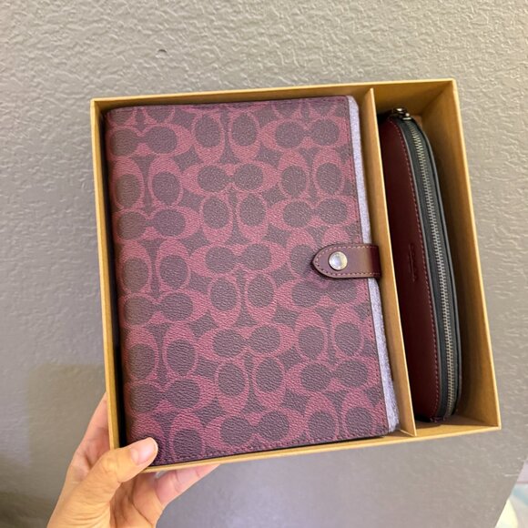 Coach Boxed Notebook And Pencil Case Set In Signature Canvas CCP97 - Picture 1 of 16